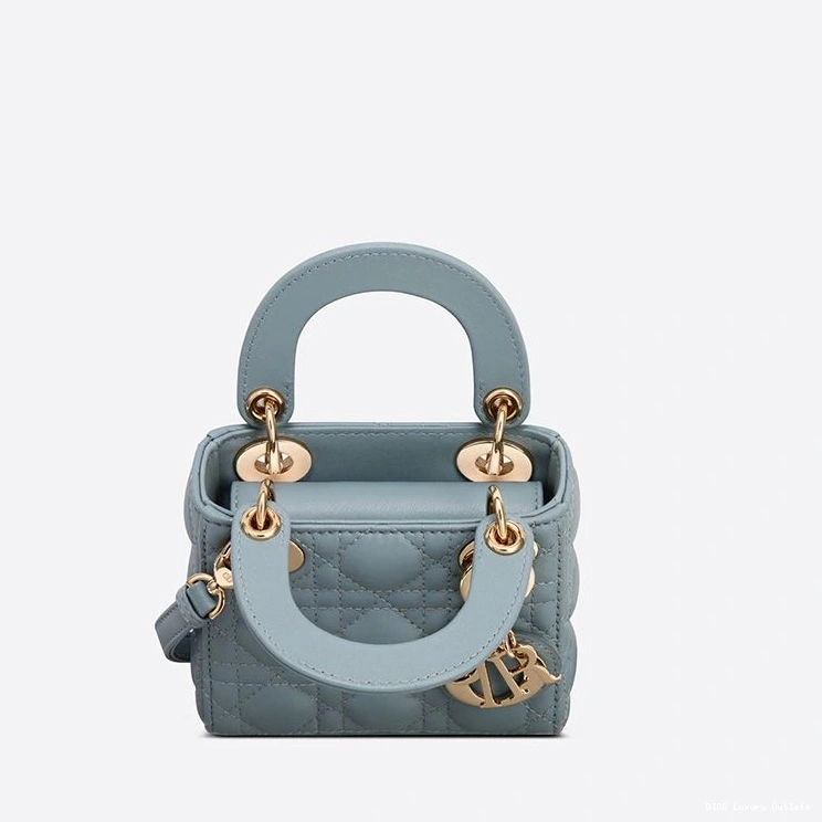 Cheap Cannage Lady Bag Blue Micro Sky Lambskin Dior 0807 Luxury